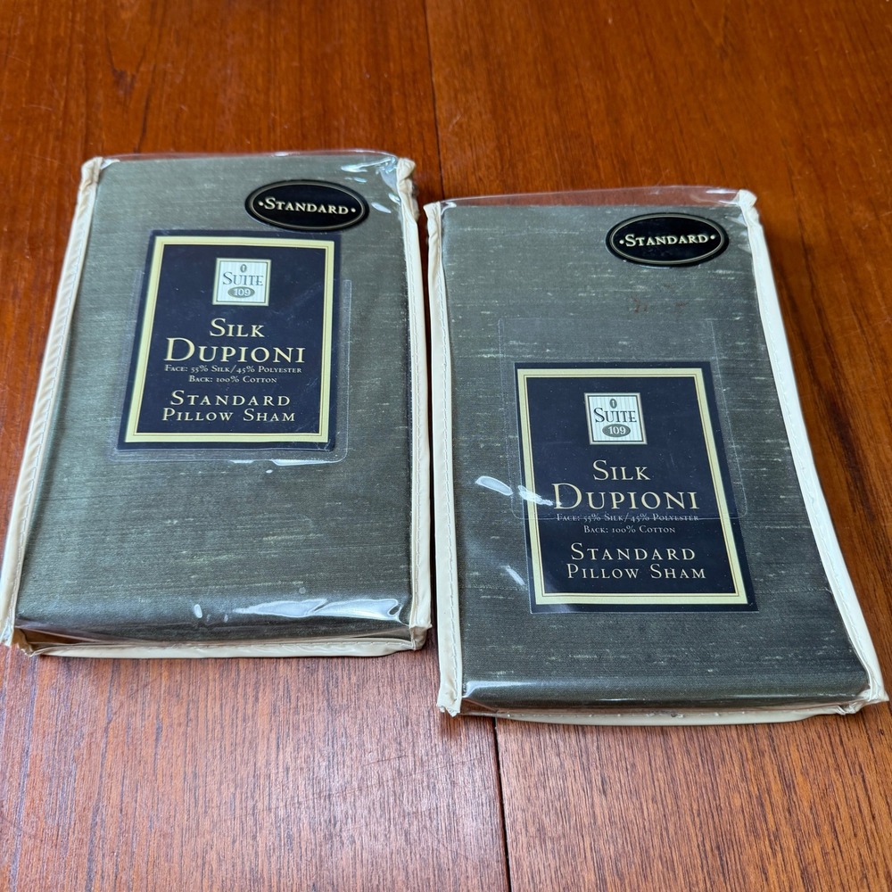 Lot of 2 NEW Suite 109 Silk Dupioni Standard Pillow Sham Hollywood Regency Luxe